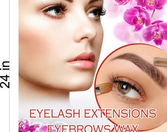 Salon 37 Photo-Realistic Paper Poster Interior Inside Sign Wall Window Non-Laminated Eyelash Extension Eyebrows Wax Vertical