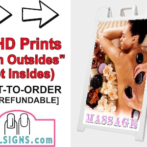 Massage A-Frame SIGNS SIGNICADE White 36&quot; X 24&quot; 01, 02, 03, 05, 06, 07, 08 Salon Sidewalk Portable Display Posters