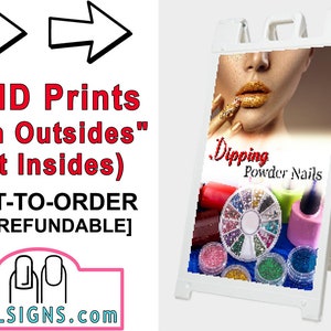 Dipping Powder A-Frame Sign SIGNICADE White 36&quot; X 24&quot; 01, 02, 03, 04, 05, 06, 07, 08 Nail Salon Sidewalk Portable Display Posters