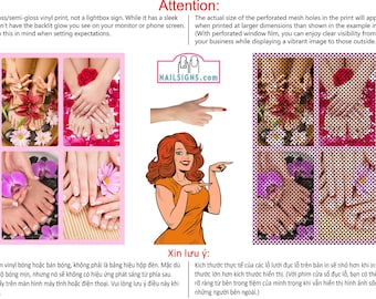 Salon 23 Perforated Mesh One Way Vision Window See-Through Sign Pedicure Salon Nails Poster Vinyl Advertising Vertical