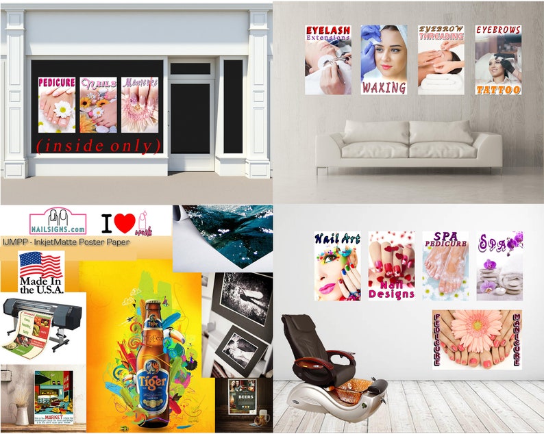 Dip Powder X Photo-Realistic Paper Poster Premium Matte Interior Inside Sign Dip Nail Salon Manicure Wall Window Non-Laminated Horizontal