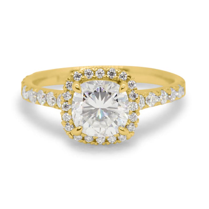 Handmade Ring 1.2 Carat Cushion Cut Moissanite Double Edge Halo Engagement Ring Moissanite Rings Moissanite Engagement Ring