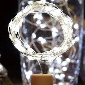 LED wire string fairy lights, 2m, 20 LED, Bottle lamp, Wedding, Party, Birthday, Home Decor, Display, Warm White, Cool White or Rainbow