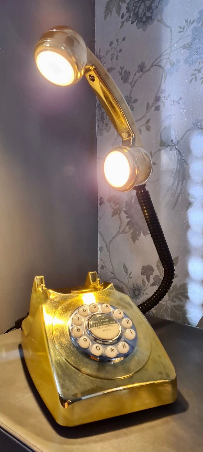 Bling Bling Gold Telephone Table Lamp LED Desk Lamp Etsy