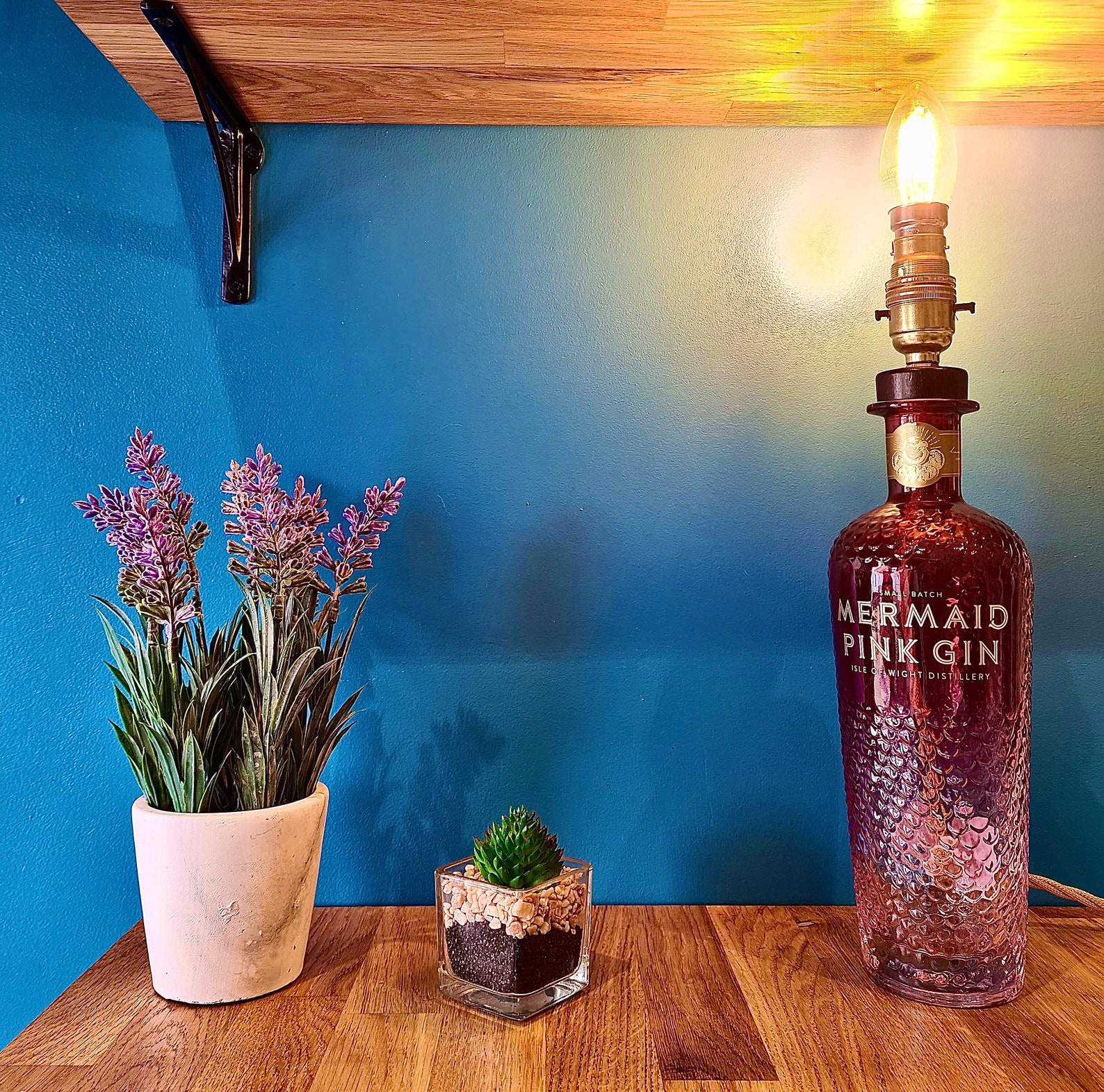 Pink Mermaid Gin Bottle Lamp Table Lamp Desk Lamp Upcycled Etsy