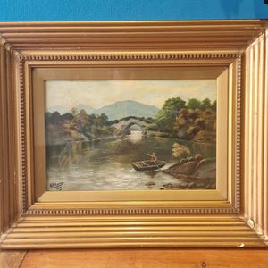 H. B. George Oil Painting 1915, Street Scene Original, Antique, Signed Dated Canvas, fabulous Home Drcor, Collectable, interior styling