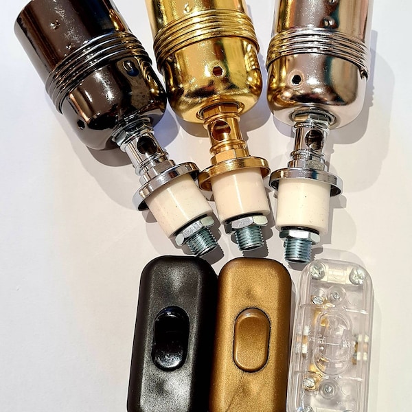 Kit de lampe bouteille E27 DIY (n° 5), AUCUN PERÇAGE requis, support de lampe à vis, sans anneaux d'abat-jour, interrupteur en ligne, pièces de lampe, câble extra long 4M