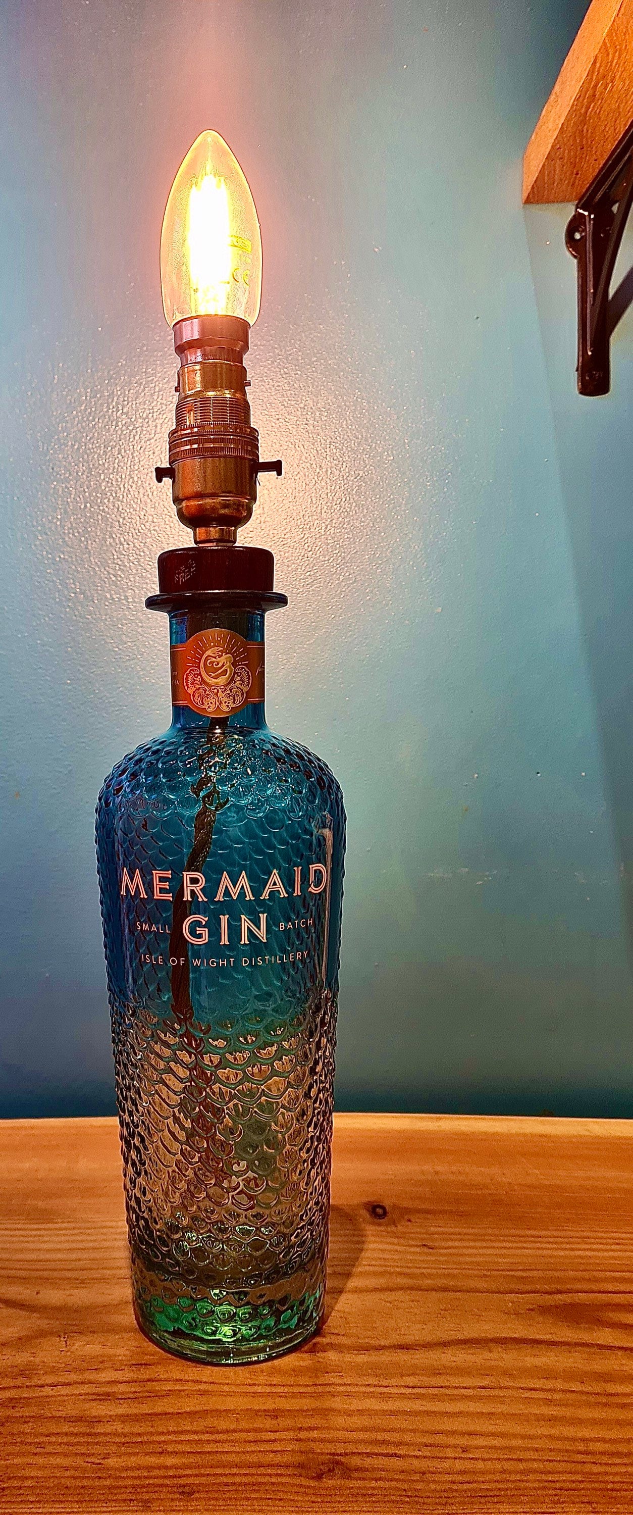 Blue Mermaid Gin Bottle Lamp Table Lamp Desk Lamp Funky Etsy UK