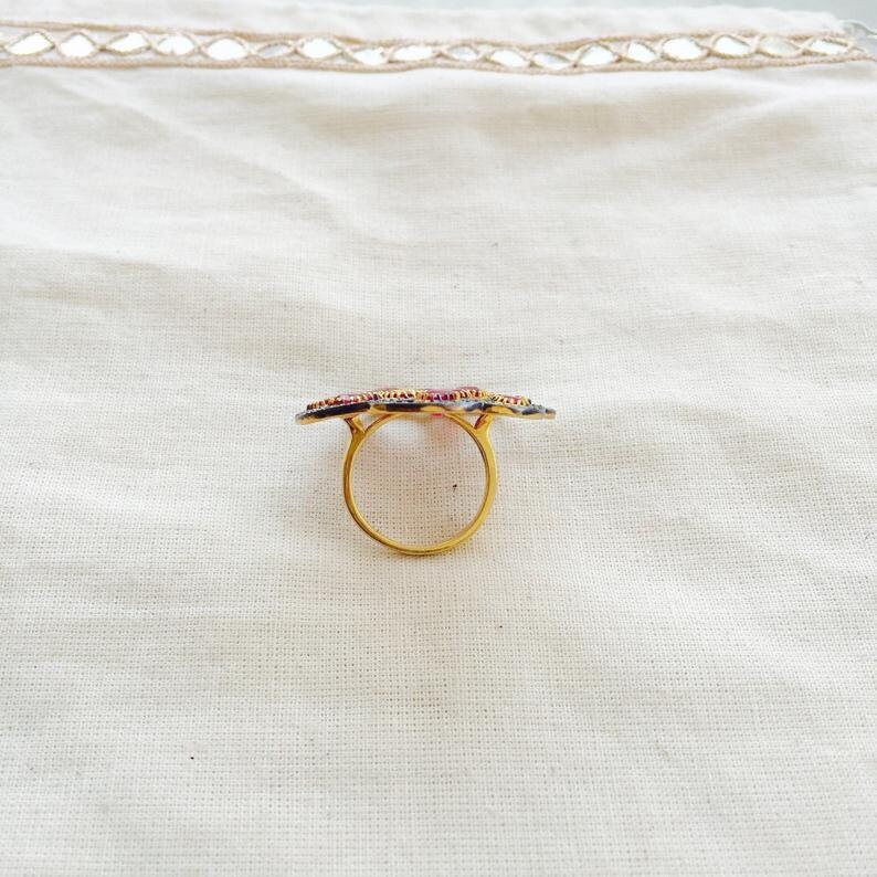 Natural Pave Diamond Jewelry Natural Ruby Gemstone 925 Sterling Silver ring Gifts for her Birthday gifts Surprise Gift Proposal