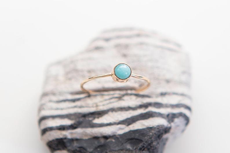 club party Natural Amazonite Gemstone Delicate Ring Handmade 925 Silver Dainty Jewelry Minimalist Jewel Gift Stackable Ring for her