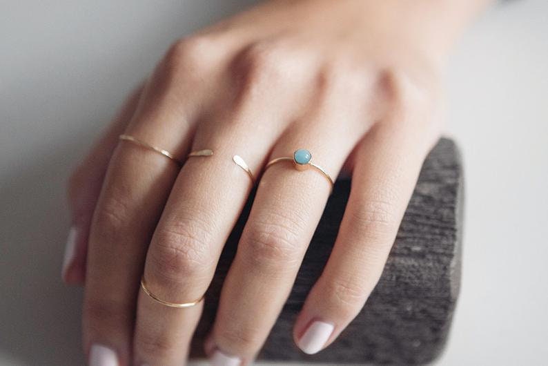 club party Natural Amazonite Gemstone Delicate Ring Handmade 925 Silver Dainty Jewelry Minimalist Jewel Gift Stackable Ring for her