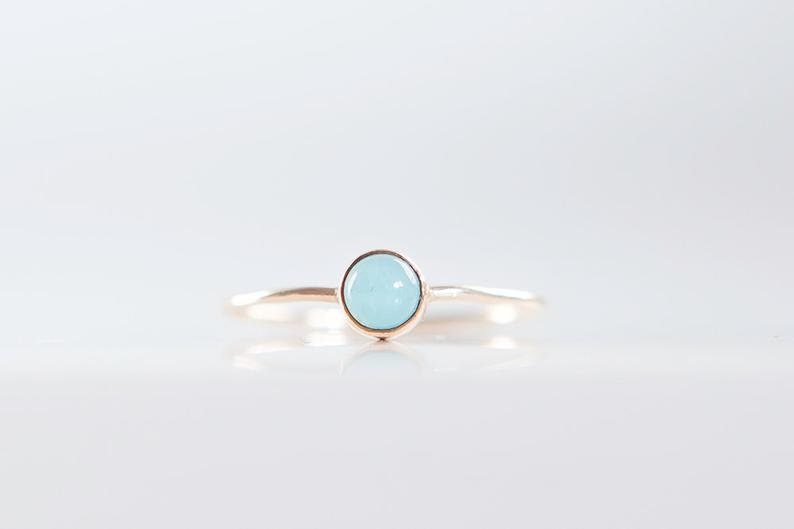 club party Natural Amazonite Gemstone Delicate Ring Handmade 925 Silver Dainty Jewelry Minimalist Jewel Gift Stackable Ring for her