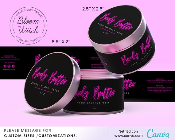 Pink Body Butter Label Template Body Butter Labels Diy - Etsy