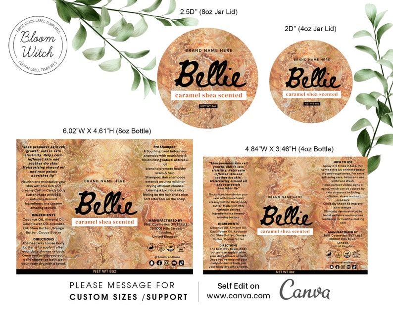 Editable Body Butter Label Templates Gold Product Labels Etsy