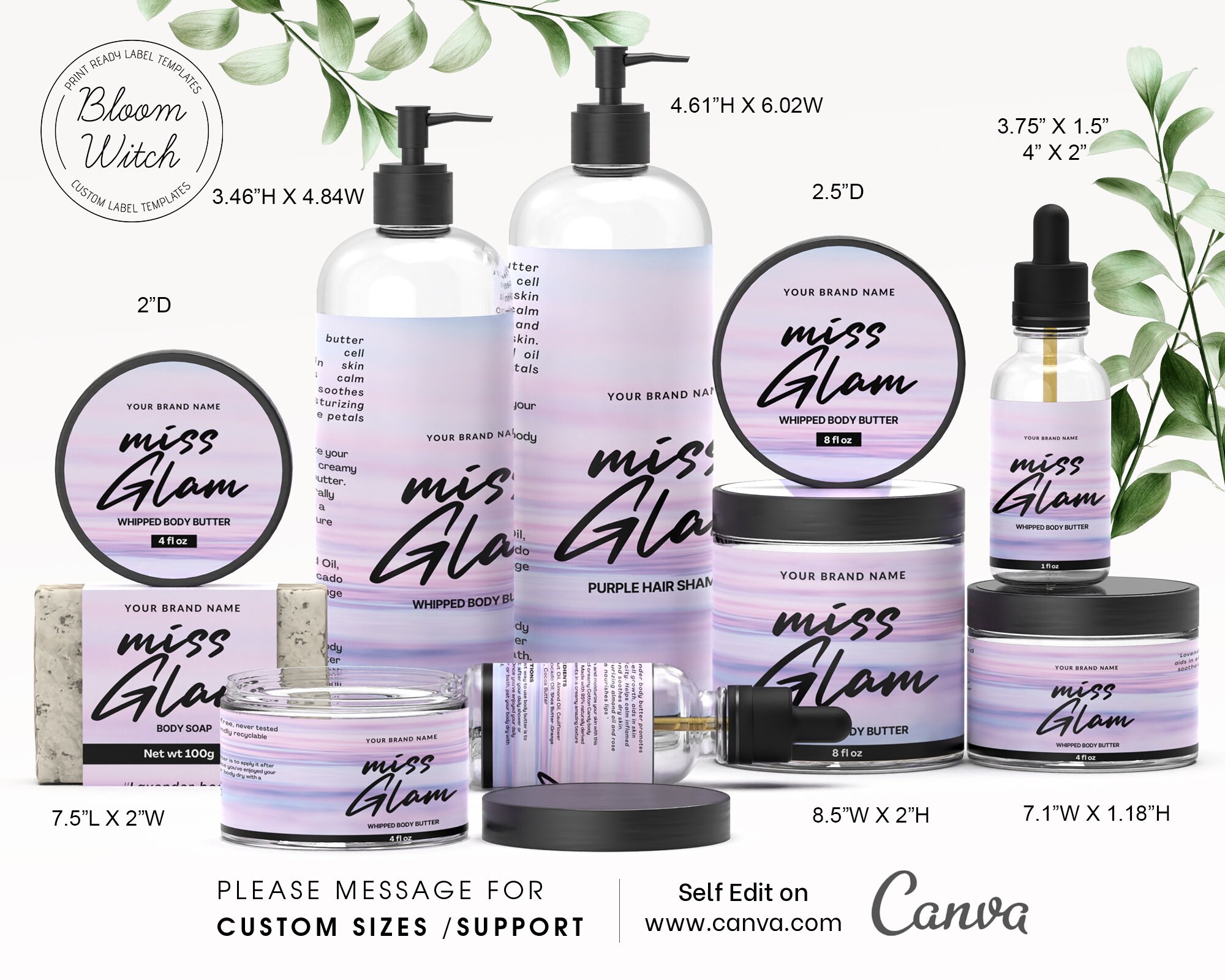 Editable CANVA Body Butter Labels Lavender Labels, Product Labels