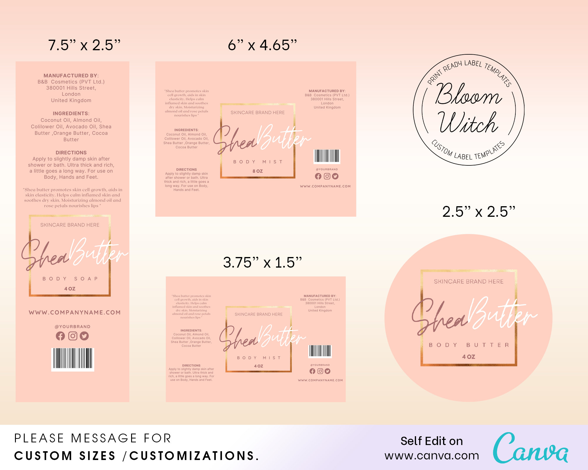 Editable Shea Butter Label Templates Whipped Shea Butter - Etsy