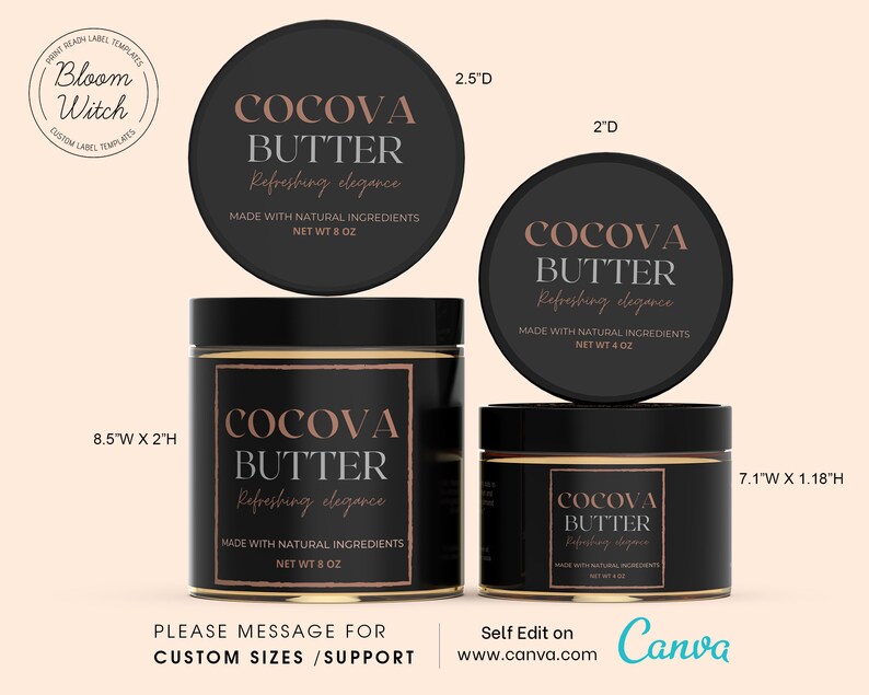 Coffee Chocolate Body Butter Label Template Sugar Scrub Etsy