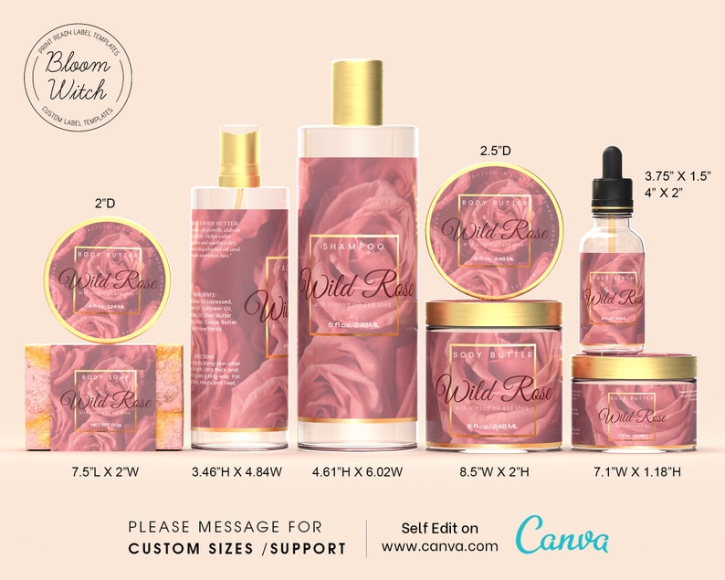 Body Butter Label Template DIY Rose Body Butter Labels Body Etsy