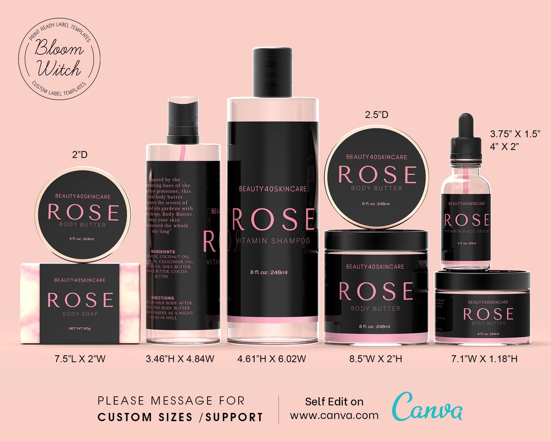 Editable Diy Shea Body Butter Label Template Black Body Butter Labels