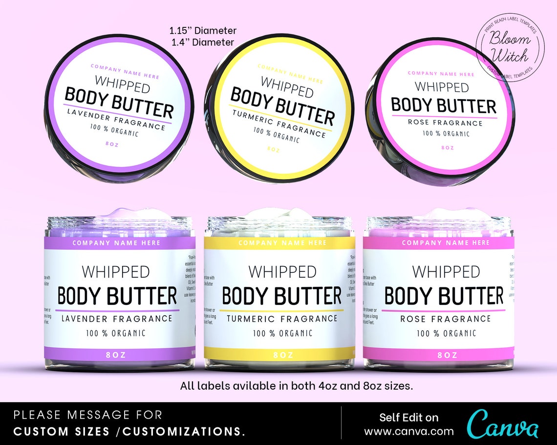Body Butter DIY Label Templateeditable Elegant Body Etsy