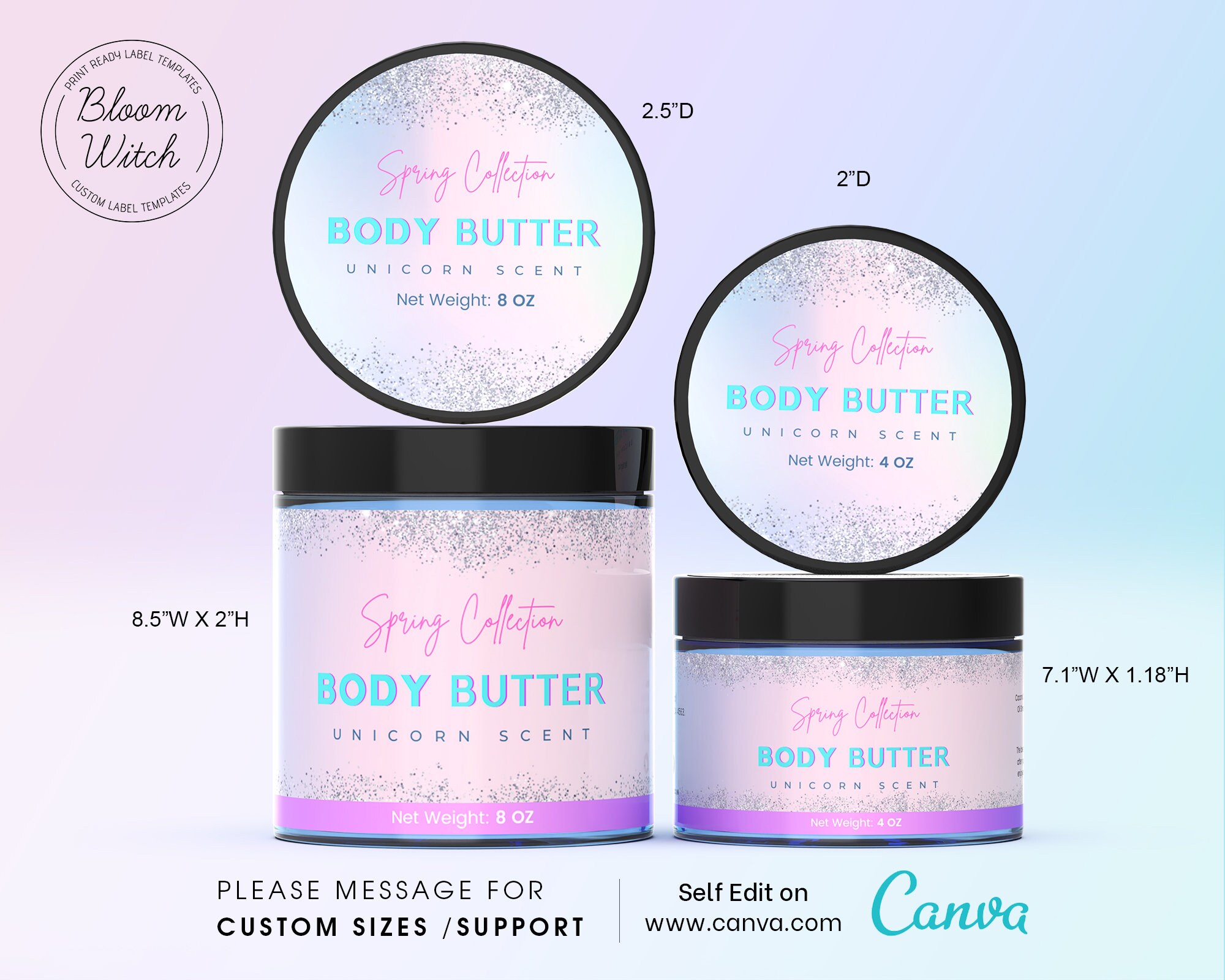 DIY Unicorn Body Butter Label Template Body Butter Etsy