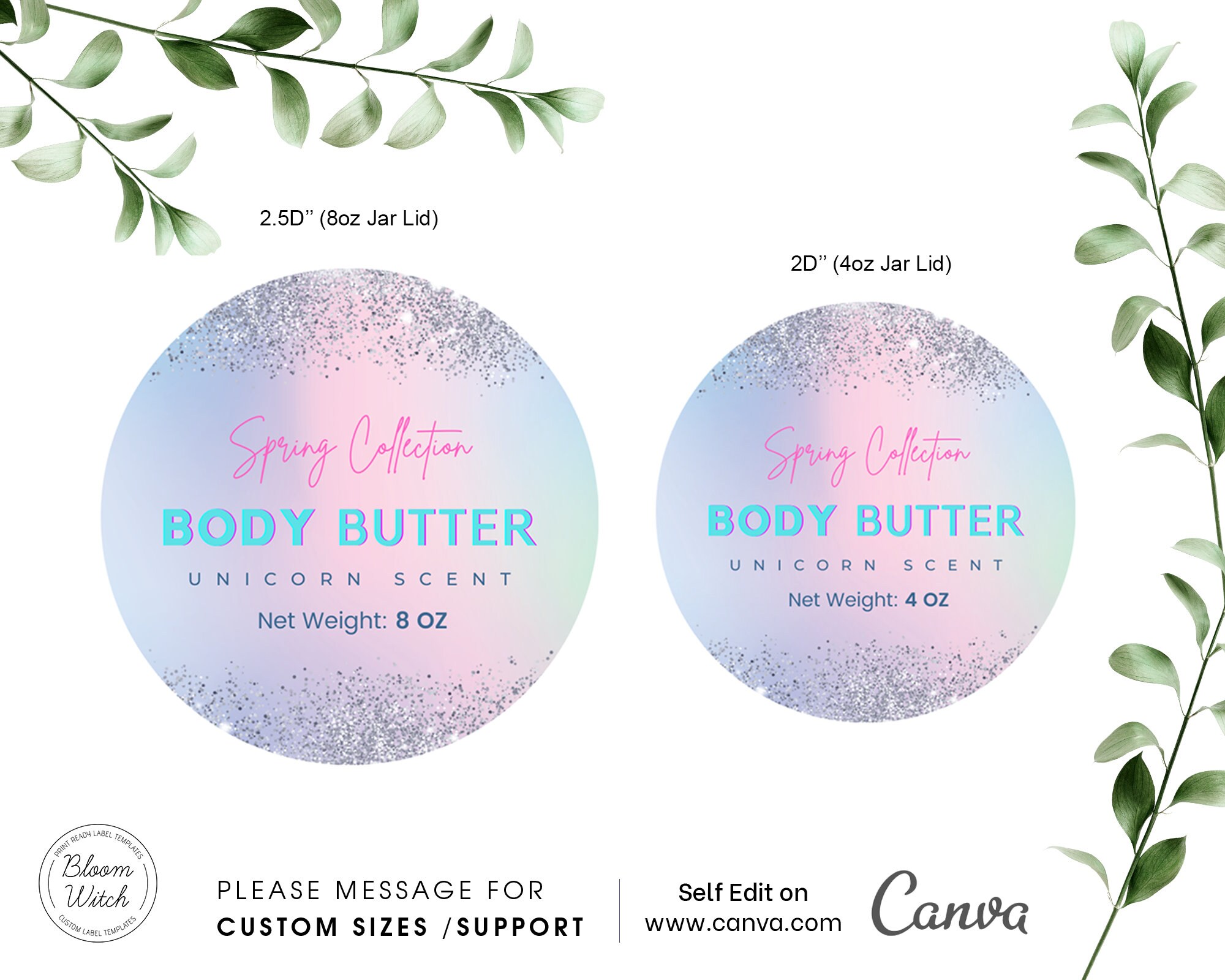 DIY Unicorn Body Butter Label Template Body Butter Etsy