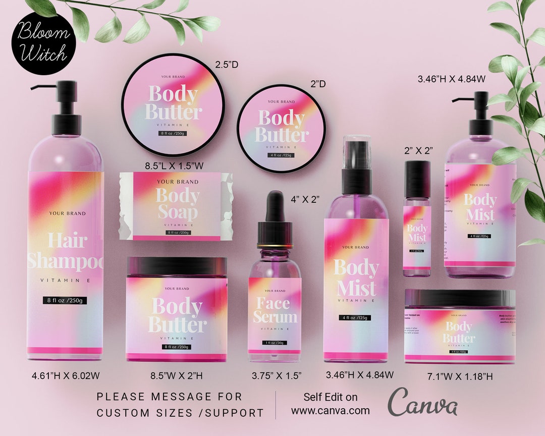 DIY Pink Body Butter Label Pack, Editable CANVA Labels, Cosmetic Labels