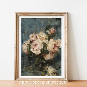 Vintage Art Print Gift, Antique Oil Painting, Botanical Art, Home Wall Decor, Moody Artwork, Vintage Flower Print, Vintage Wall Art