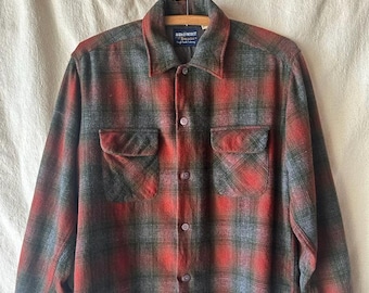 Vintage 'Wool O' The West' Plaid Long Sleeve Button Up Shirt