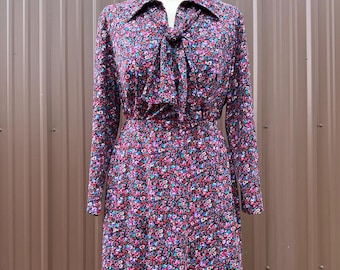 Vintage 70's Hippie Boho Floral Print Two Piece Blouse and Skirt Set by 'Amy Adams'