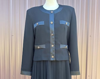 Vintage 90's Black Blazer and Pleated Skirt Suit Set by 'The Limited'
