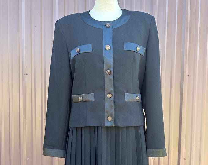 Vintage 90's Black Blazer and Pleated Skirt Suit Set by 'The Limited'