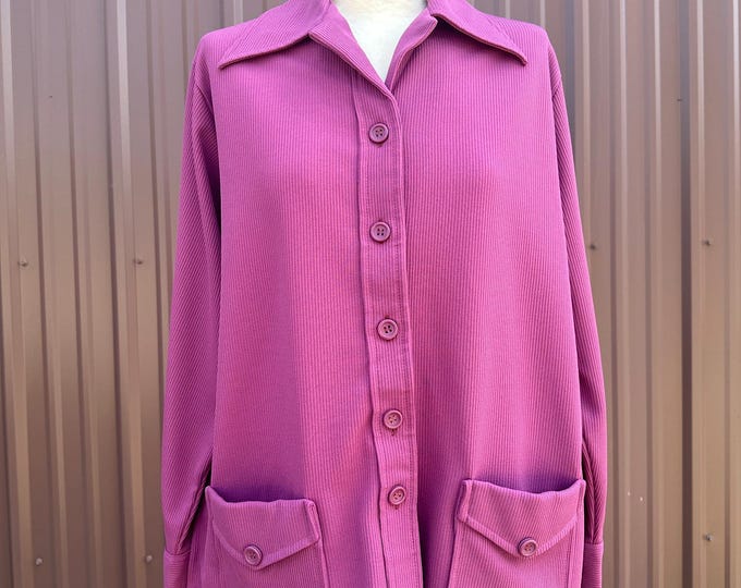 Vintage 70's Purple Montgomery Ward Button Up Collared Shirt | size x-large +