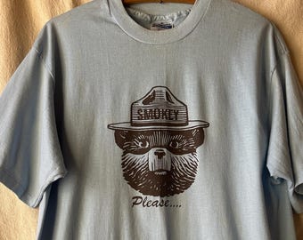 Vintage Baby Blue 'Smokey the Bear' Short Sleeve Graphic Tee