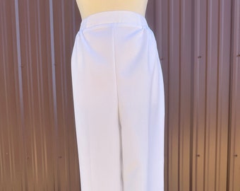 Vintage ‘Bend Over’ High Rise White Tapered Pants with Elastic Waist