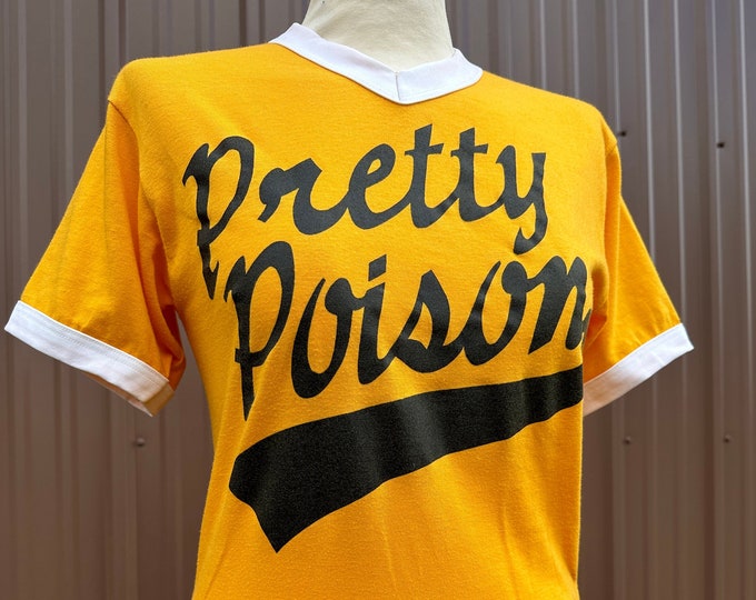 Vintage ‘Pretty Poison’ Yellow V-Neck Sporty Ringer Tee