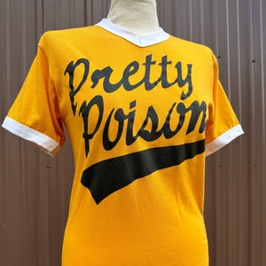 Vintage ‘Pretty Poison’ Yellow V-Neck Sporty Ringer Tee