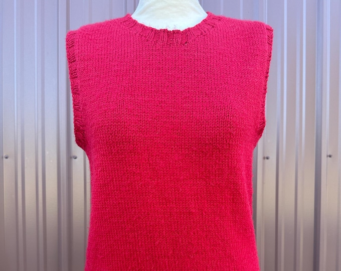 Vintage Handmade Red Knit Sweater Vest