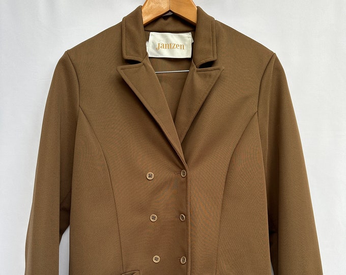 1970’s Jantzen Brown Double Breasted Lightweight Pea Coat Jacket Blazer