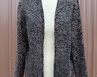 Vintage 1970’s 80’s I. Magnin Textured Rainbow Glitter Open Front Lightweight Disco Top