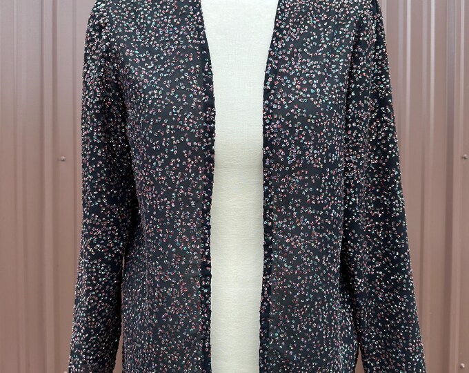 Vintage 1970’s 80’s I. Magnin Textured Rainbow Glitter Open Front Lightweight Disco Top