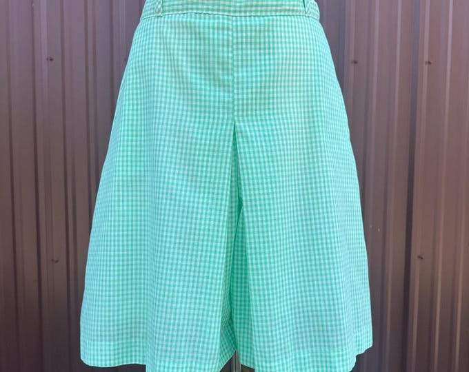 Vintage 70's Pastel Green Gingham High Waisted Skort by 'Jantzen' | size large