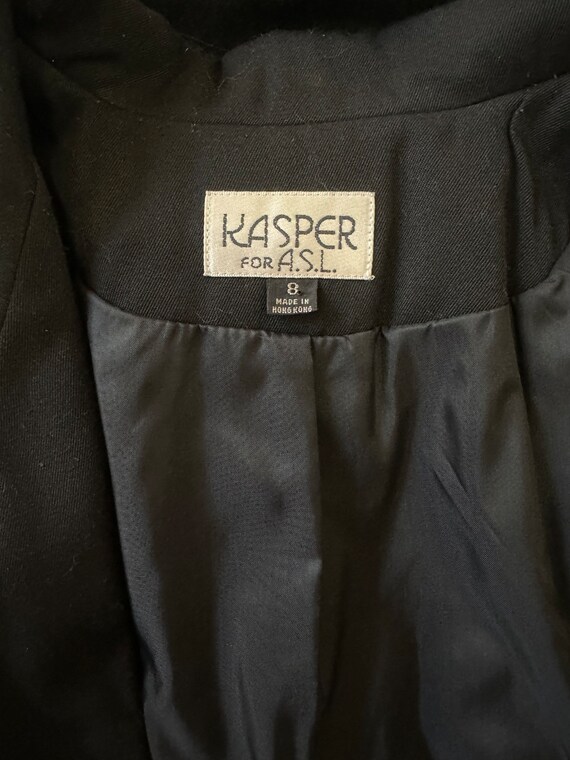 1980’s ‘Kasper’ Short Sleeve Black Double Breaste… - image 9