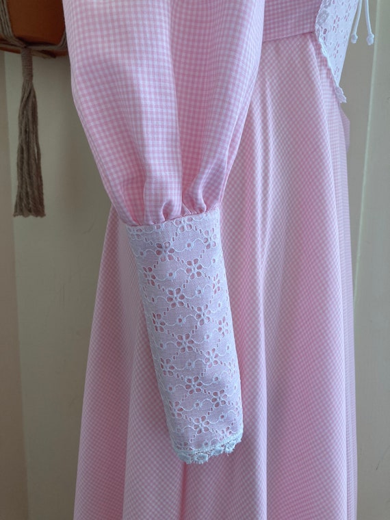 60's/70's Pale Pink and White Gingham Long Sleeve… - image 7