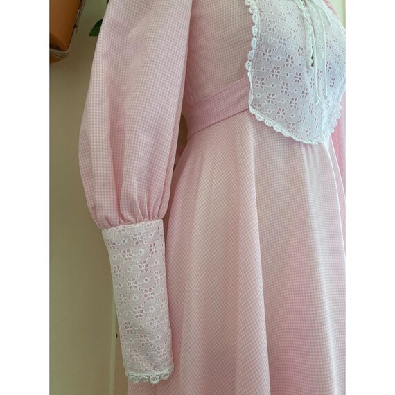 60's/70's Pale Pink and White Gingham Long Sleeve… - image 5