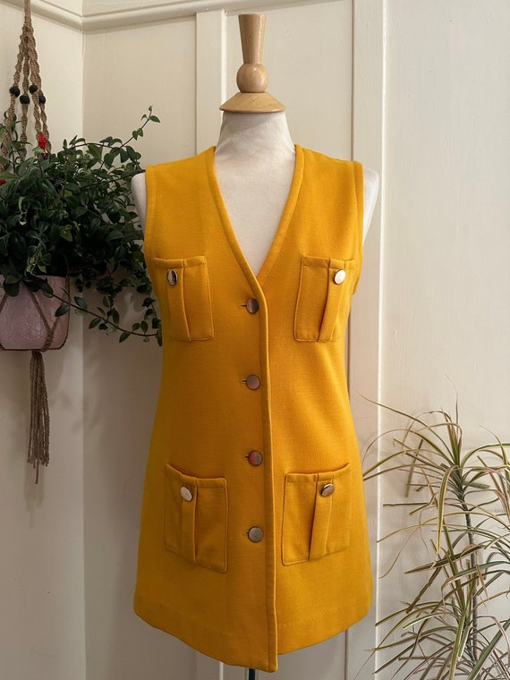 60’s/70’s Jantzen Golden Yellow Button Up Tunic M… - image 1