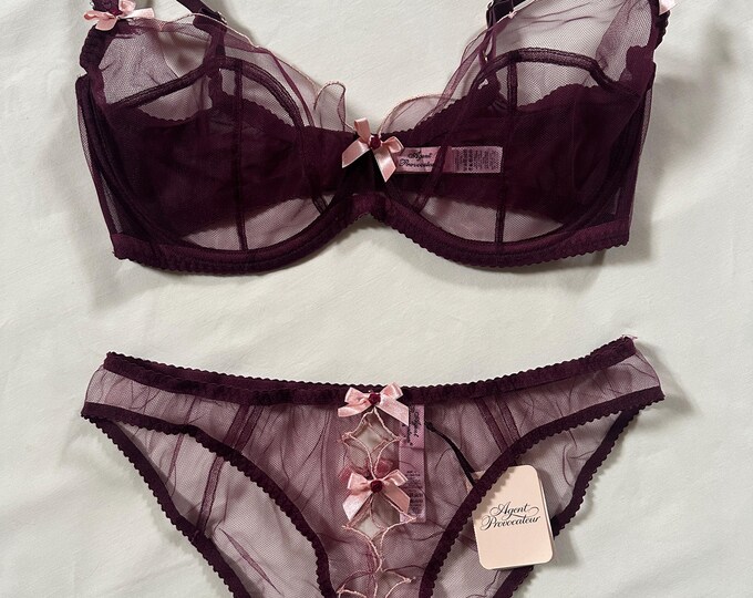 Agent Provocateur ‘Lorna’ Burgundy Bra and Ouvert Set