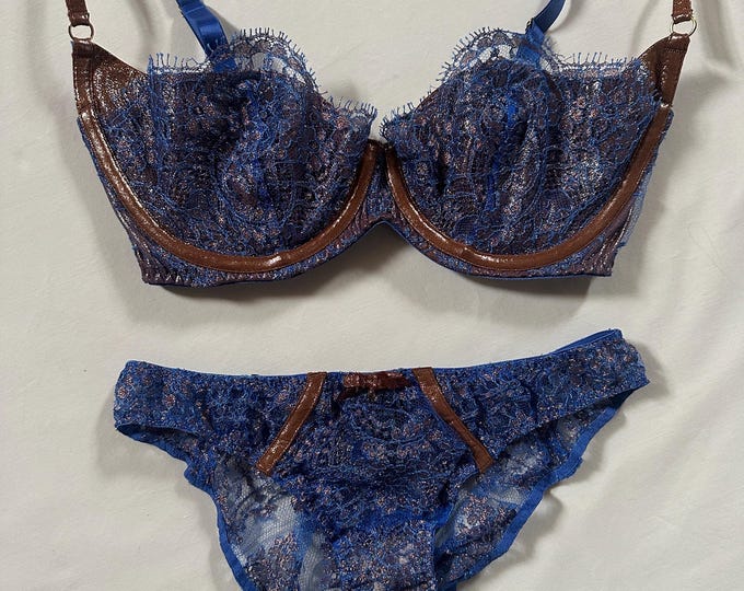 Agent Provocateur Luxury Soirée Collection ‘Samara’ Bra and Brief Lace and Leather Set