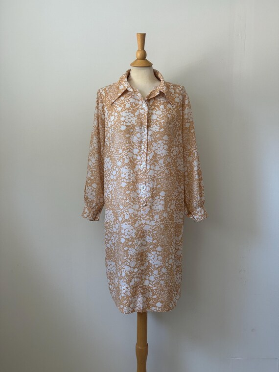 Vintage 1970s Floral Shirt Dress by NPC Fashions