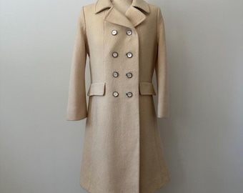 Vintage 1960-tals I. Magnin Union Made Cream Ylle Mod Coat